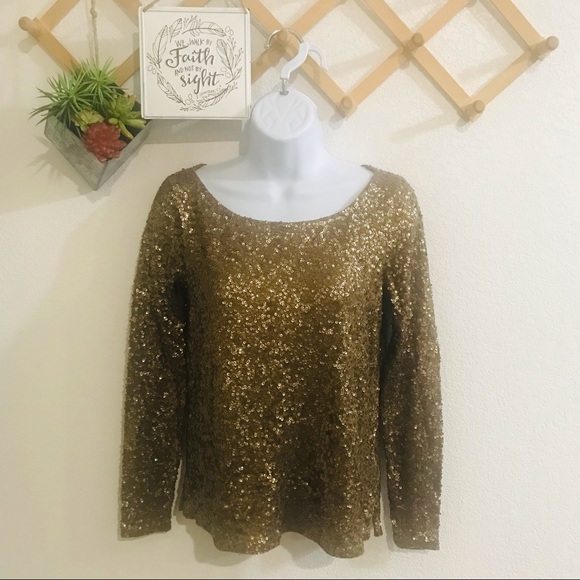 J. Crew copper sequin long sleeve top Sz XS - Picture 4 of 11